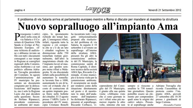 Nuovo sopralluogo all'impianto Ama 